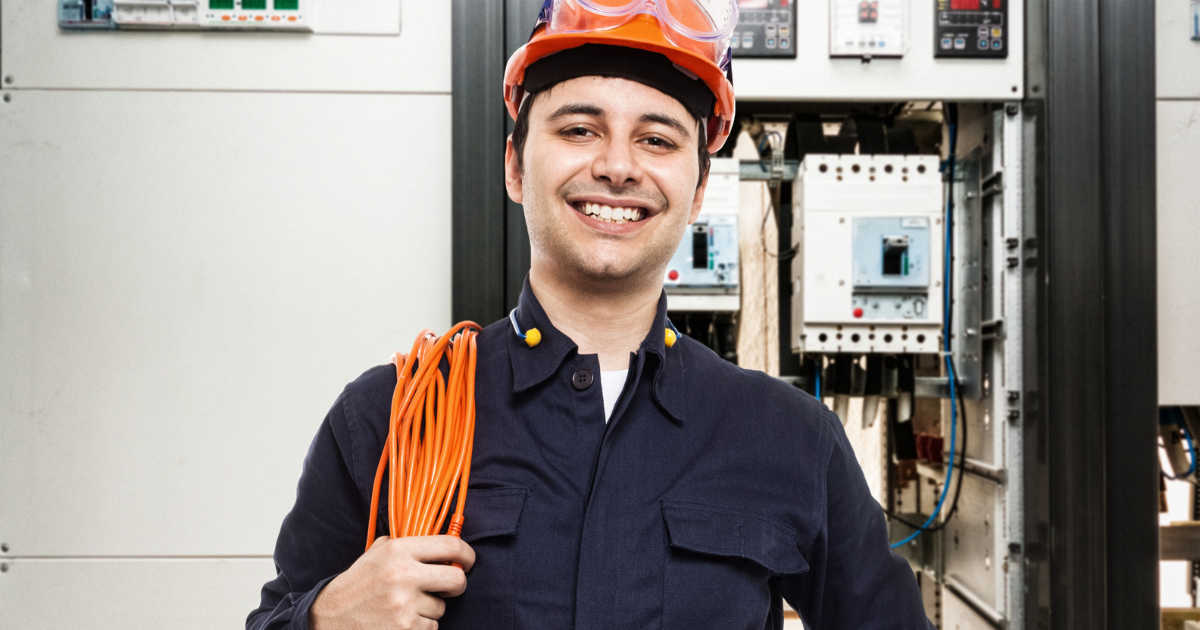 Man smiling at work